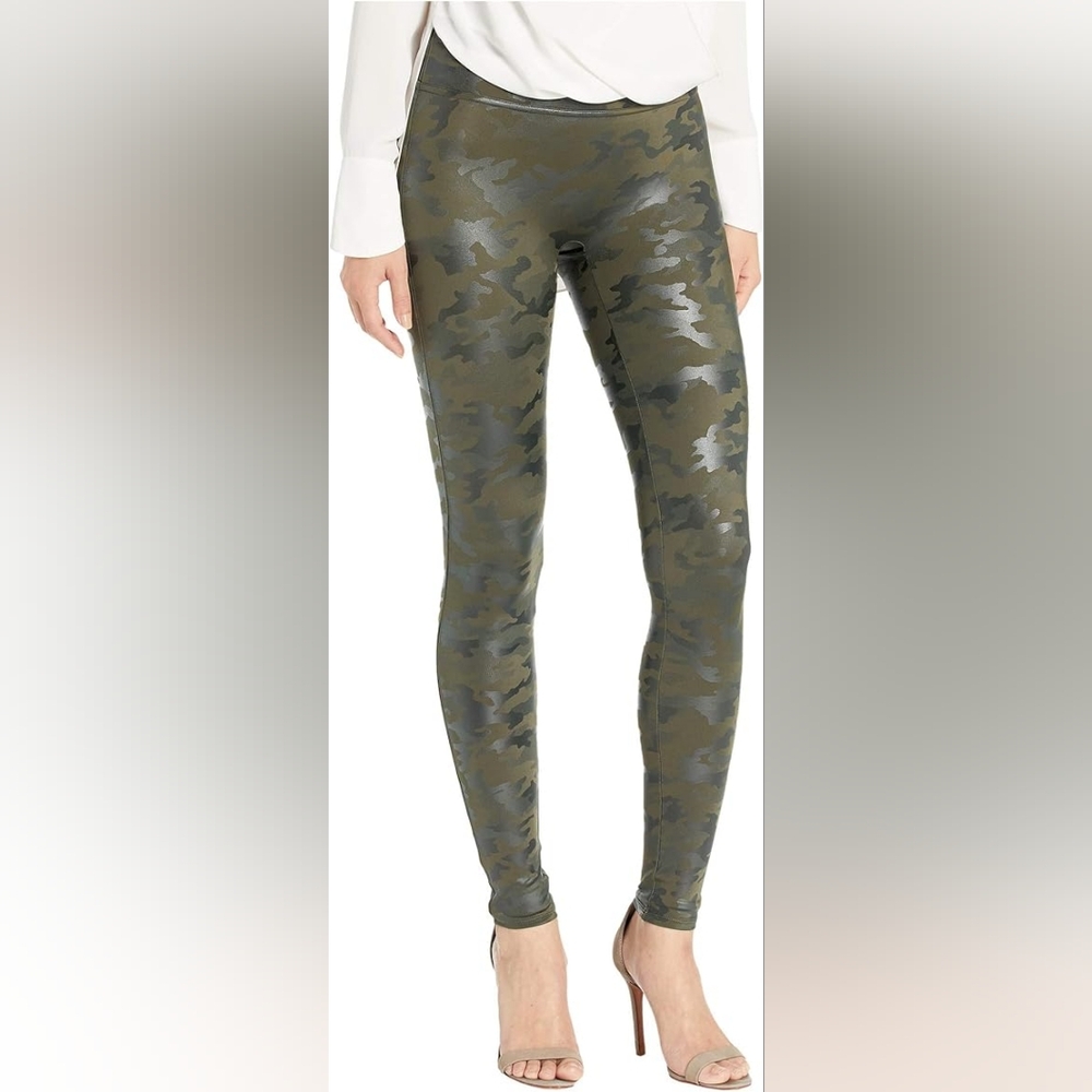 SPANX Faux Leather Camo leggins ,green szXS